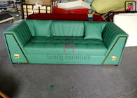 3 Seater Restaurant Sofa Chair Upholstered Fabric / Leather Arm With LOGO Hardware