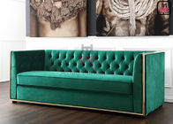 Vintage Luxury Studded Chesterfield Restaurant Bar Stools 3 Seats Arm With Velvet Upholstered