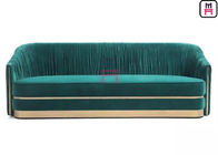 Green Velvet Tufted Upholstered Estaurant Sofa Set With Stainless Steel Accessories