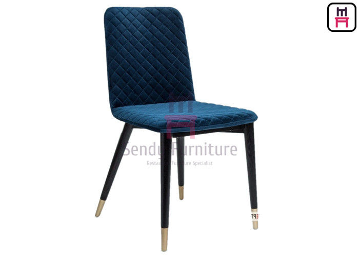 Firm Structure Solid Wood Restaurant Chair Rhombus Pattern Velvet With Armerest