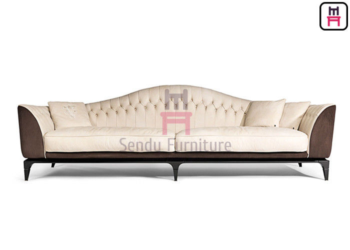 Magnificent Ruthenium Plated Restaurant Sofa Set Leather Couch For Hotel Lobby